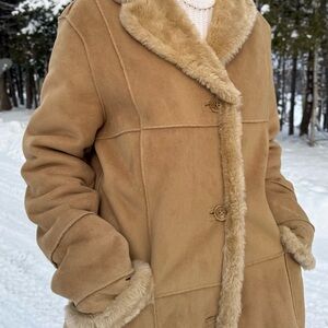Jessica Tan Trench Coat with Faux Fur Trim